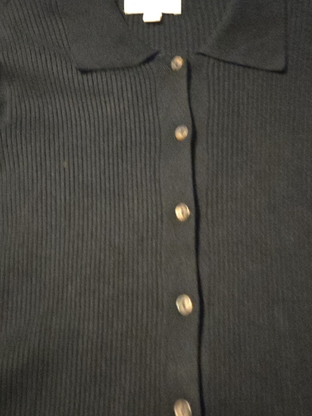 Marled Black Ribbed Button-Front Cardigan - Picture 2 of 5